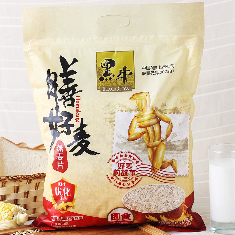 冲调饮品 麦片/谷物 黑牛麦片/谷物 黑牛即食燕麦片 1.5kg/袋