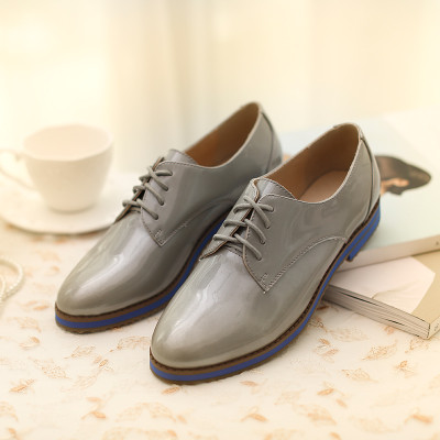 如熙 圆头低跟牛津鞋深口珠光漆皮女单鞋 FN1