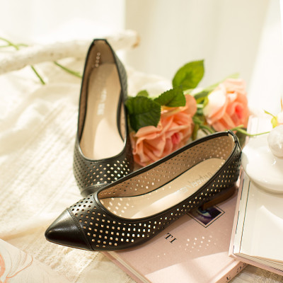如熙 漆皮尖头镂空鞋女韩版时尚女单鞋 FN141