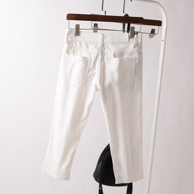 啦叮 2015新款马卡龙色休闲裤七分裤女夏白色