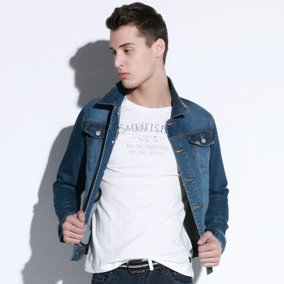 拓路者 秋装复古牛仔夹克男外套修身潮男装牛