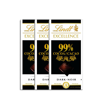 瑞士莲 特醇排装-99%可可黑巧克力 50g*3块怎