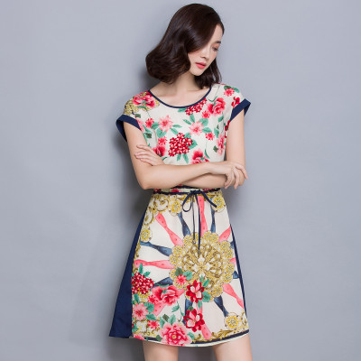 one-xuan 连衣裙2016夏季新款修身短袖女裙子