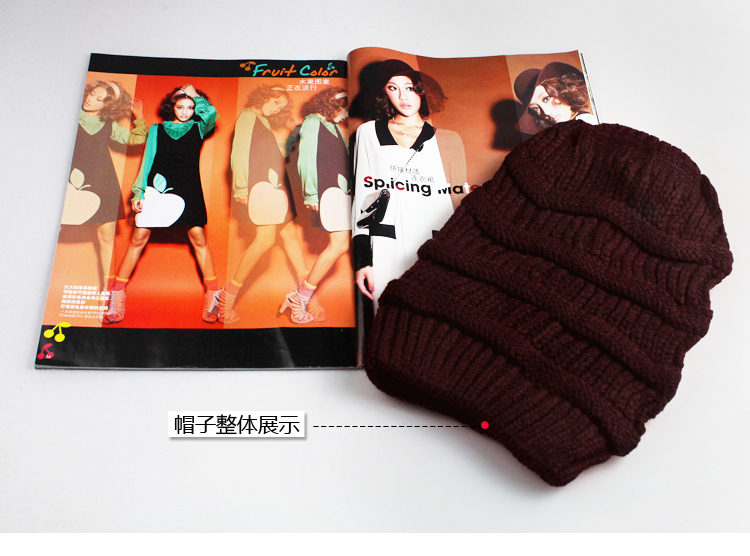 佰尚美(BESMAE)  新款韩版 冬季女帽子  毛线针织 女士帽   休闲毛毛保暖帽子