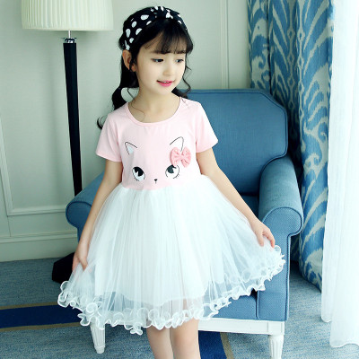 瓜小乖童装儿童2017女童夏季新款印花拼接连