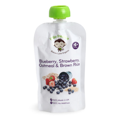 英国小皮Little Freddie 谷物蓝莓草莓香蕉泥12
