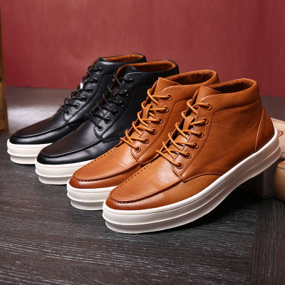 辛百图2017秋冬季新款男士高帮鞋休闲皮鞋系