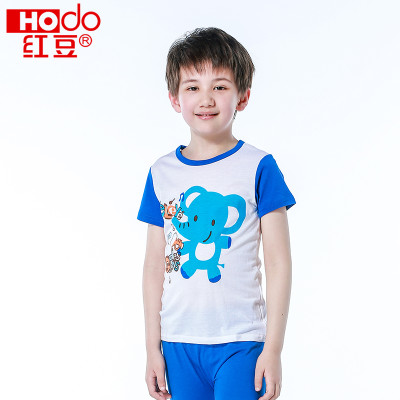 红豆儿童短袖睡衣套装男夏季童装女童男童套装