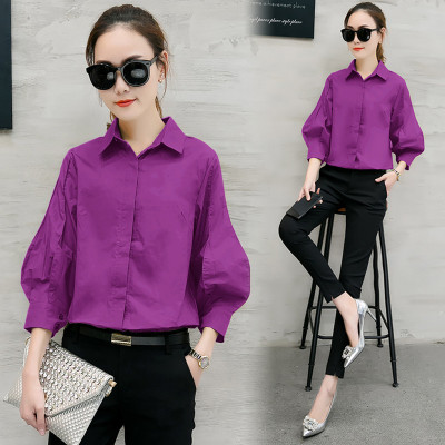 里色 017春季新款韩版灯笼袖长袖衬衫时尚潮气