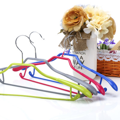 红兔子 十只装肩宽浸塑衣架 加厚不锈钢防滑晾