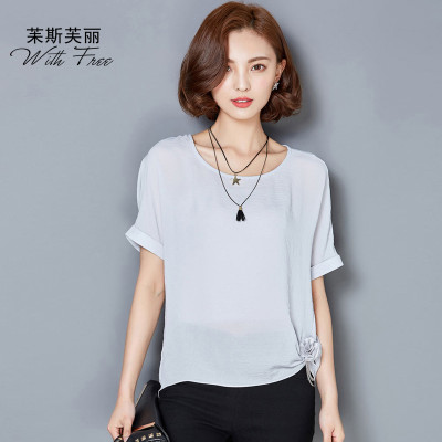 苿斯芙丽 夏季清仓韩版宽松大码 女短袖纯色衬