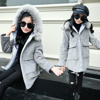 笛钰 韩版童装2017新款女童棉衣冬季加厚中长