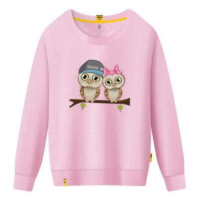 SUGU加绒套头卫衣女秋冬新款学生卡通情侣装