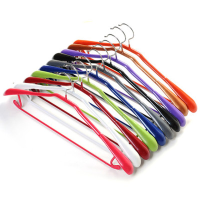 红兔子 十只装肩宽浸塑衣架 加厚不锈钢防滑晾