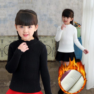 西原美保暖毛衣女童白色打底衫加绒加厚秋冬季