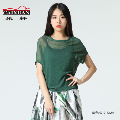 XUAN采轩2017时尚百搭宽松圆领蝙蝠袖上衣(