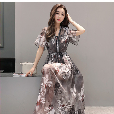 巴伯瑞2017新款女雪纺连衣裙子韩版夏天显瘦