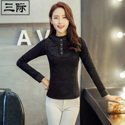 三际2016秋装时尚女士小衫高领打底衫长袖缕