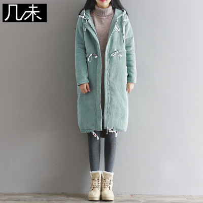 未 冬装新款灯芯绒棉衣女中长款灯芯绒外套女