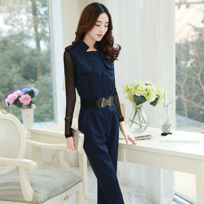 井纯 女2016秋装新款韩版修身时尚连体裤配打