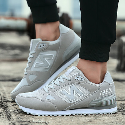 纽百伦运动 新款鞋子男灰色运动鞋男秋季透气