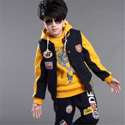 优优1点 男童加厚套装秋冬休闲服2016冬装新