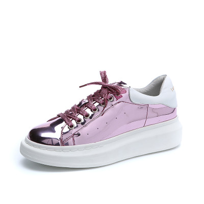 戈美其春季新款系带平底中口亮片板鞋女鞋厚底