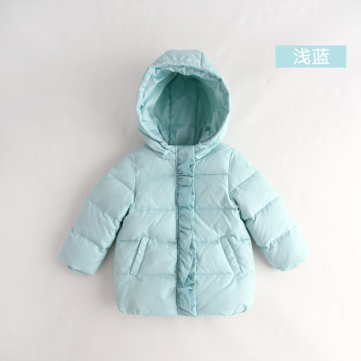 威尔贝鲁 女童白鸭绒连帽厚款羽绒服秋冬 儿童