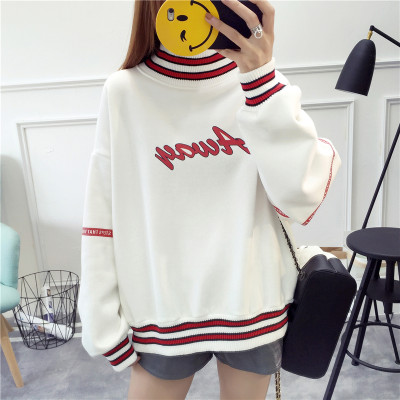 巴伯瑞卫衣女秋冬高领加绒套头长袖学生2017