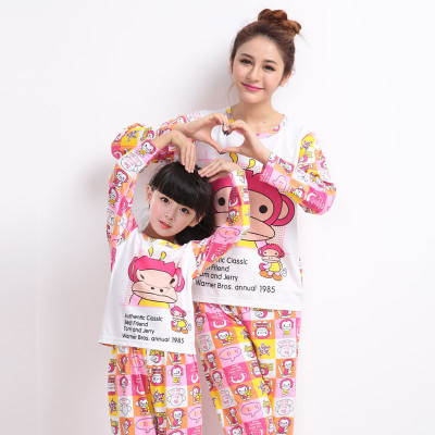 小猪彼特2017亲子装睡衣长袖全棉一家三四口