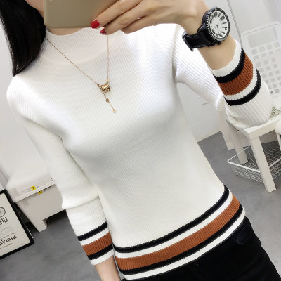 莱骆姿 半高领白色毛衣女秋冬装2017新款时尚