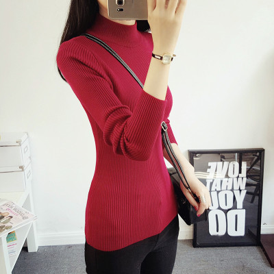 zeyubird秋冬新款韩版短款半高领毛衣打底衫女