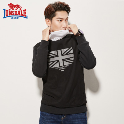 龙狮戴尔2016秋季新品男士圆领套头卫衣黑色