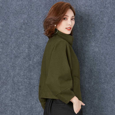 辛百图2017秋冬季新款女装纯色短款毛呢外套