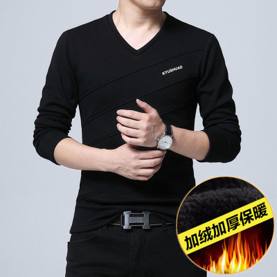 西原美秋季男士长袖t恤毛衣V领体恤潮流男装外