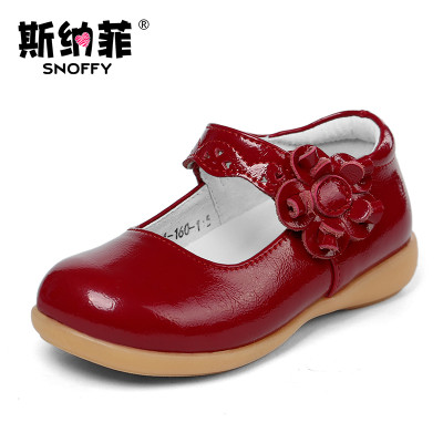 斯纳菲童鞋真皮女童皮鞋黑色学生演出鞋2016