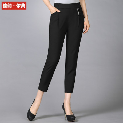 妈妈哈伦裤40-50岁宽松中老年高腰弹力九分裤