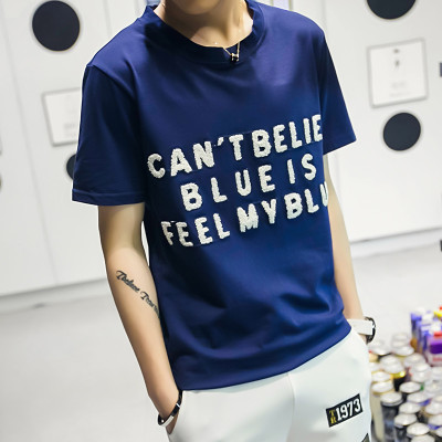 亚狼特 2016夏季新款 圆领纯棉立体英文弹力舒