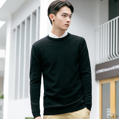 密德尔顿2016秋季新款纯色圆领毛衣男P-611怎