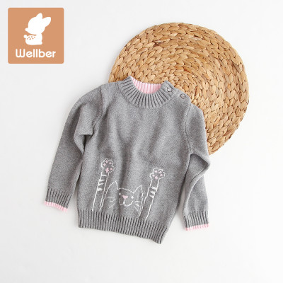 威尔贝鲁 女童套头针织衫宝宝毛衣 儿童毛衣加