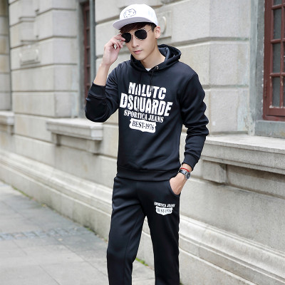 狼组合 春季新款青少年男卫衣套装韩版潮搭配