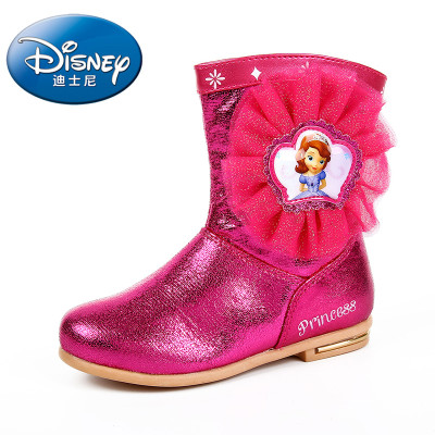迪士尼 儿童鞋公主靴苏菲亚小公主皮靴女童鞋