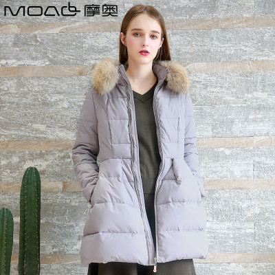 摩奥 新款中长款棉服 毛领女士冬装长外套棉衣