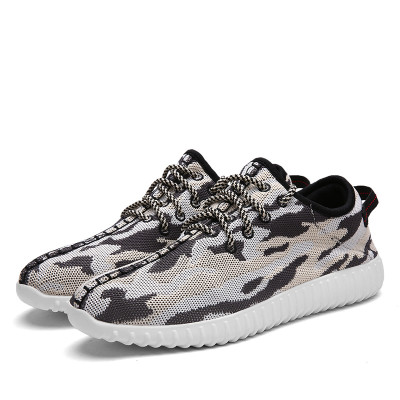 布莱顿17新款男子迷彩飞织运动鞋 透气系带跑