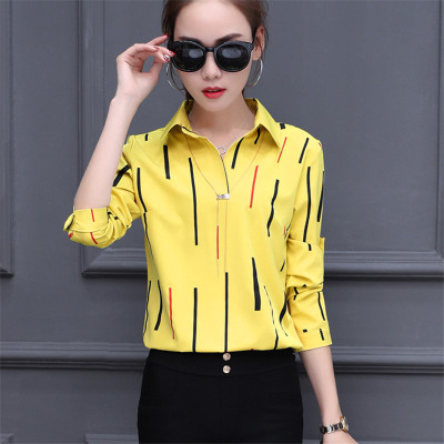 巴伯瑞韩国女衬衫长袖2017春装新款打底花韩