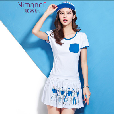 妮曼琪韩版女款夏女装休闲运动套裙网球短袖短