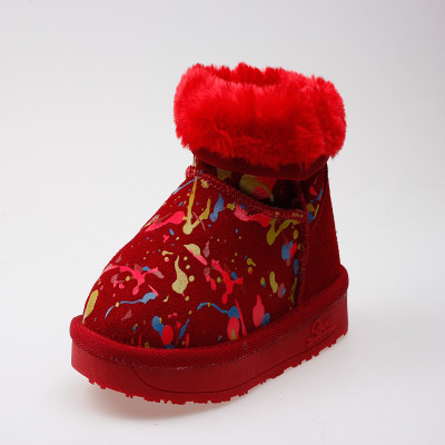 虎牙 冬季童靴男童棉鞋雪地靴女童靴子加绒加