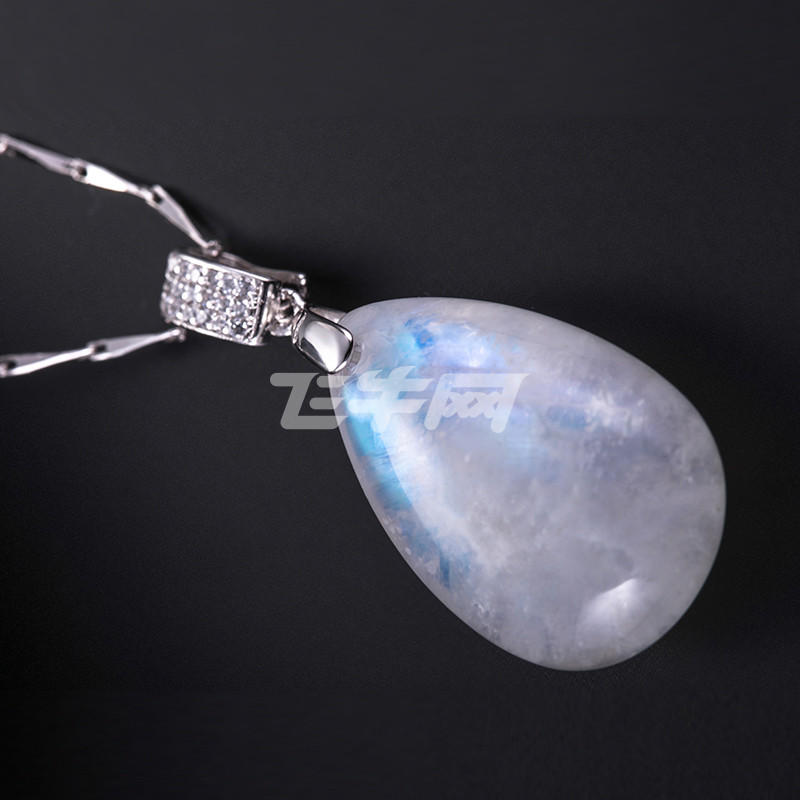 mike168 925银月光石项链 女款 天然月光石吊坠 情侣 礼物