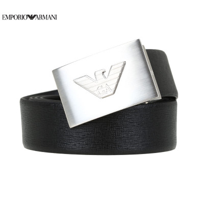 emporio armani 男式牛皮浮雕飞鹰logo板扣皮带 带宽3.