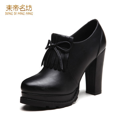 东帝名坊时尚圆头流苏蝴蝶结粗跟女单鞋简约侧拉链深口高跟女鞋怎么样
